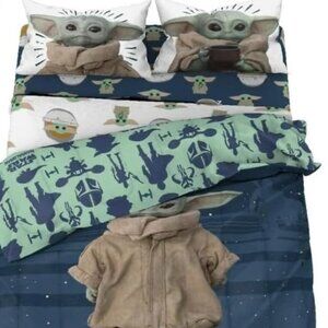 Star Wars The Mandalorian 5-Piece Full Sheet Set – Includes 1 Flat Sheet, 1 Fitt
